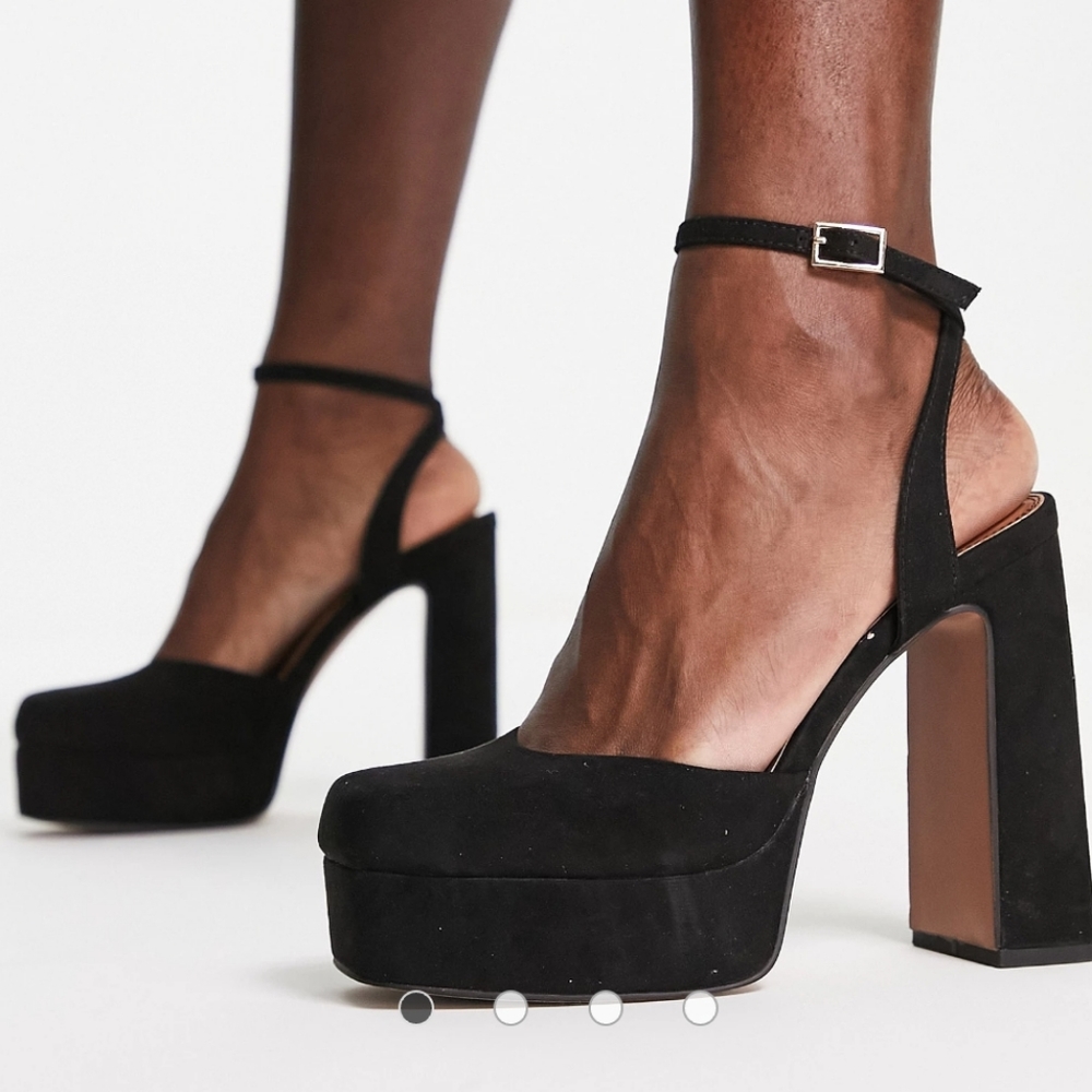 ASOS DESIGN Peaked platform high heeled shoes in black